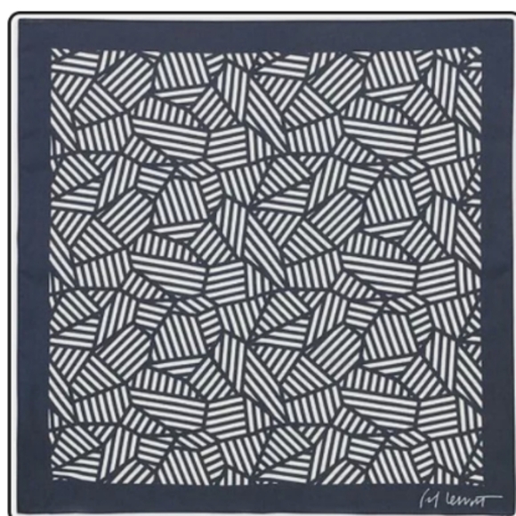 SOL LEWITT x UNIQLO 'Complex Form‎ / Bands...' SPRZ NY Scarf 23" Square Navy - Picture 1 of 2